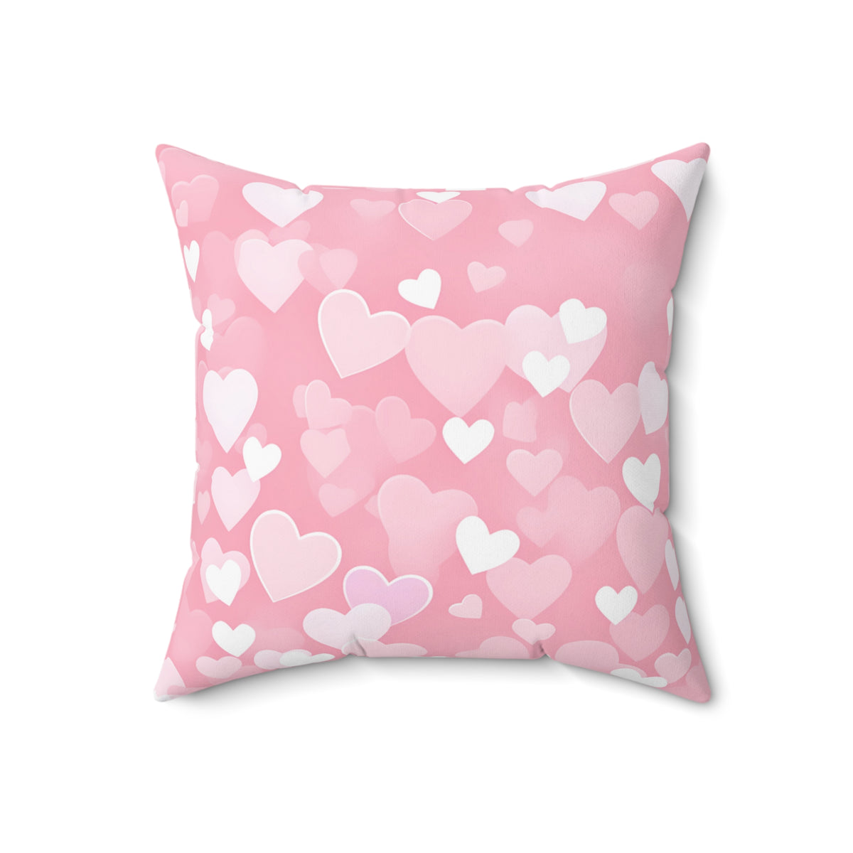 Spun Polyester Square Pillow with light pink hearts