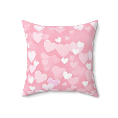 Spun Polyester Square Pillow with light pink hearts