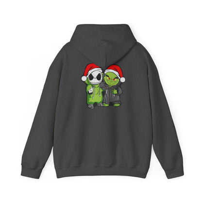 Christmas Jack & Grinch Hoodie — Cute Holiday Skeleton and Grinch Sweatshirt