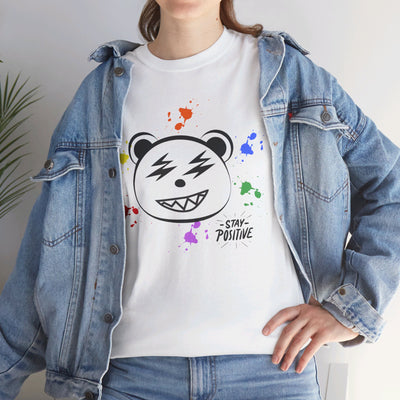 Custom Cotton Tee with Cool Bear/stay positive