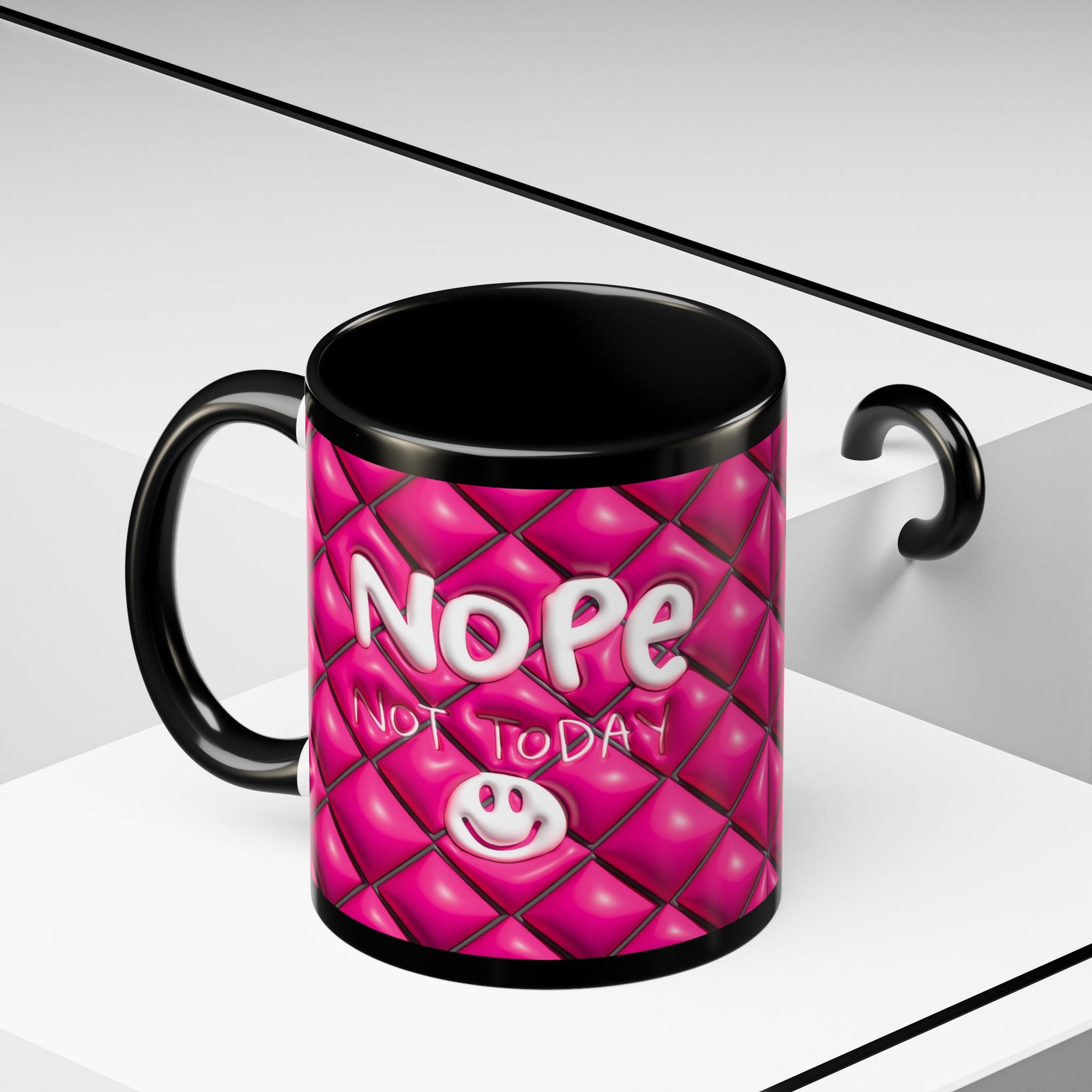 Nope Not today Mug (pink/black accent)