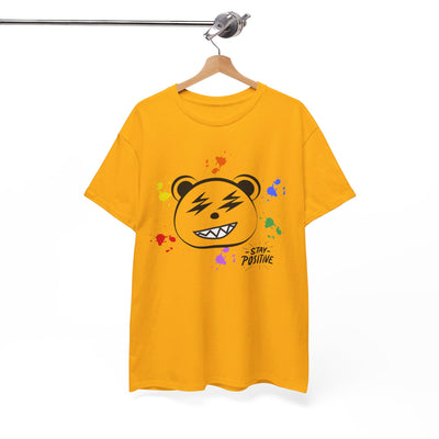 Custom Cotton Tee with Cool Bear/stay positive