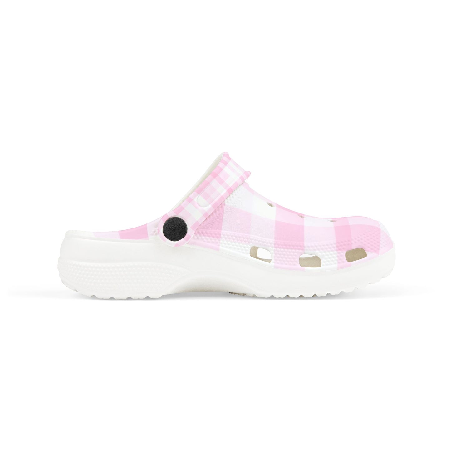 Kids Pink Gingham EVA Foam Clogs — Lightweight Slip-On Shoes
