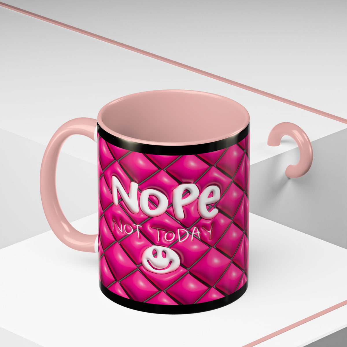 Nope Not today Mug (pink/black accent)