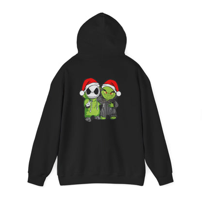 Christmas Jack & Grinch Hoodie — Cute Holiday Skeleton and Grinch Sweatshirt