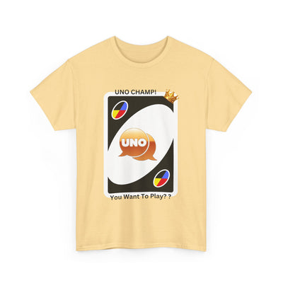 Custom Cotton T-Shirt with "Uno Card Champ"