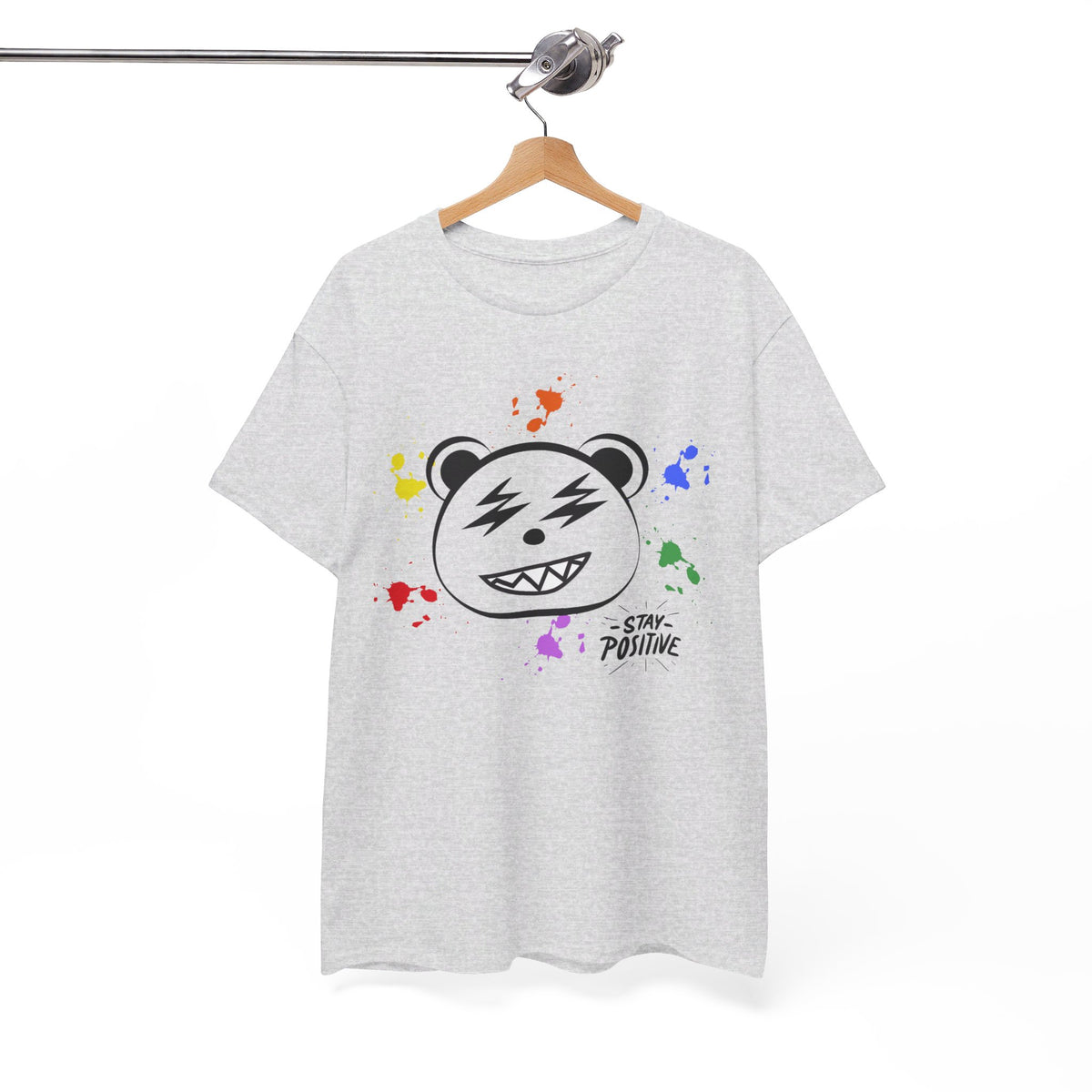 Custom Cotton Tee with Cool Bear/stay positive