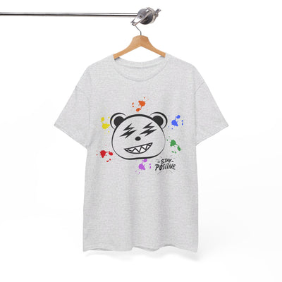 Custom Cotton Tee with Cool Bear/stay positive