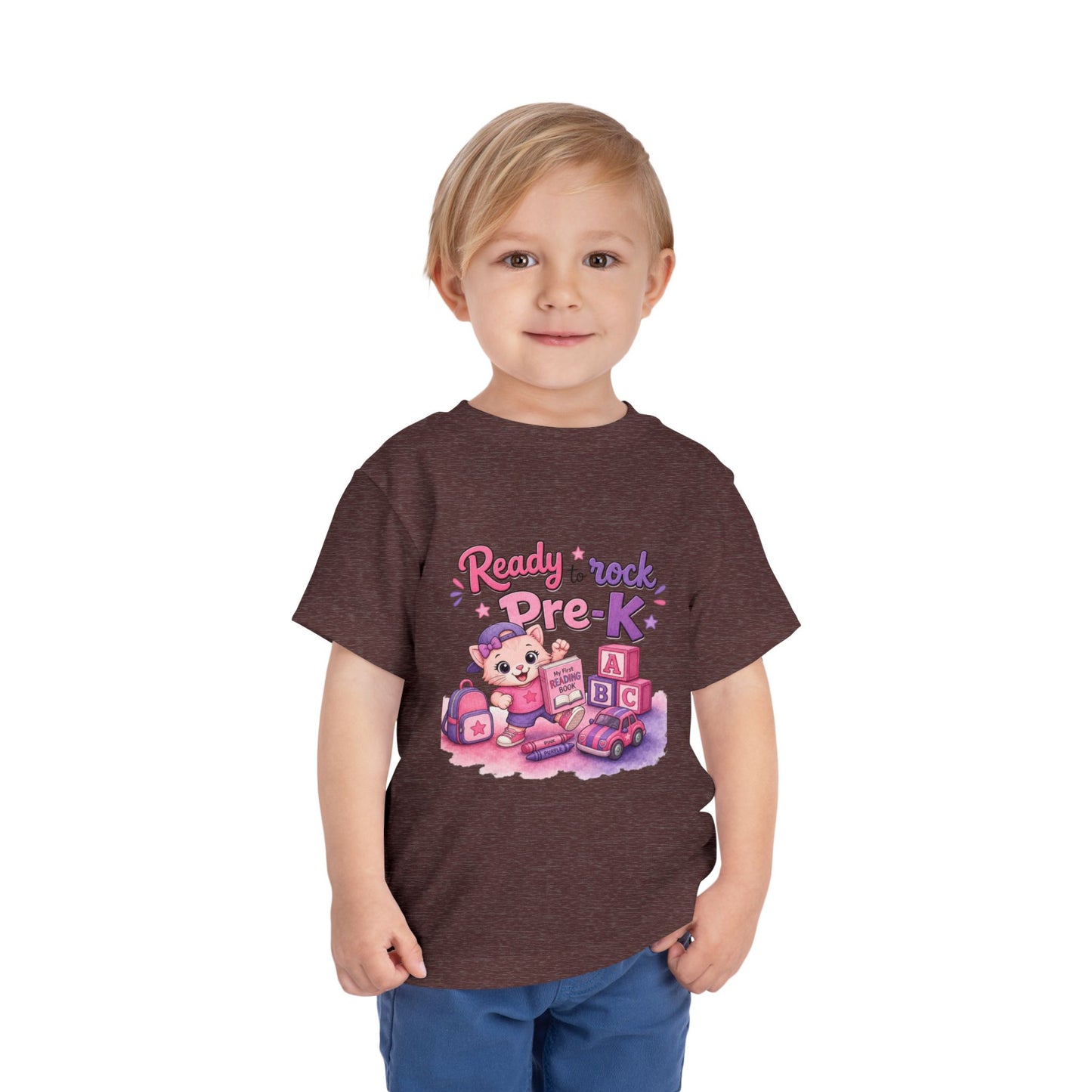 Ready to Rock Pre-K Girl Toddler Tee — Back to School Cat Shirt