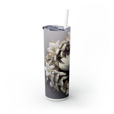 Skinny Tumbler with Straw, 20oz Zodiac Cancer (white)