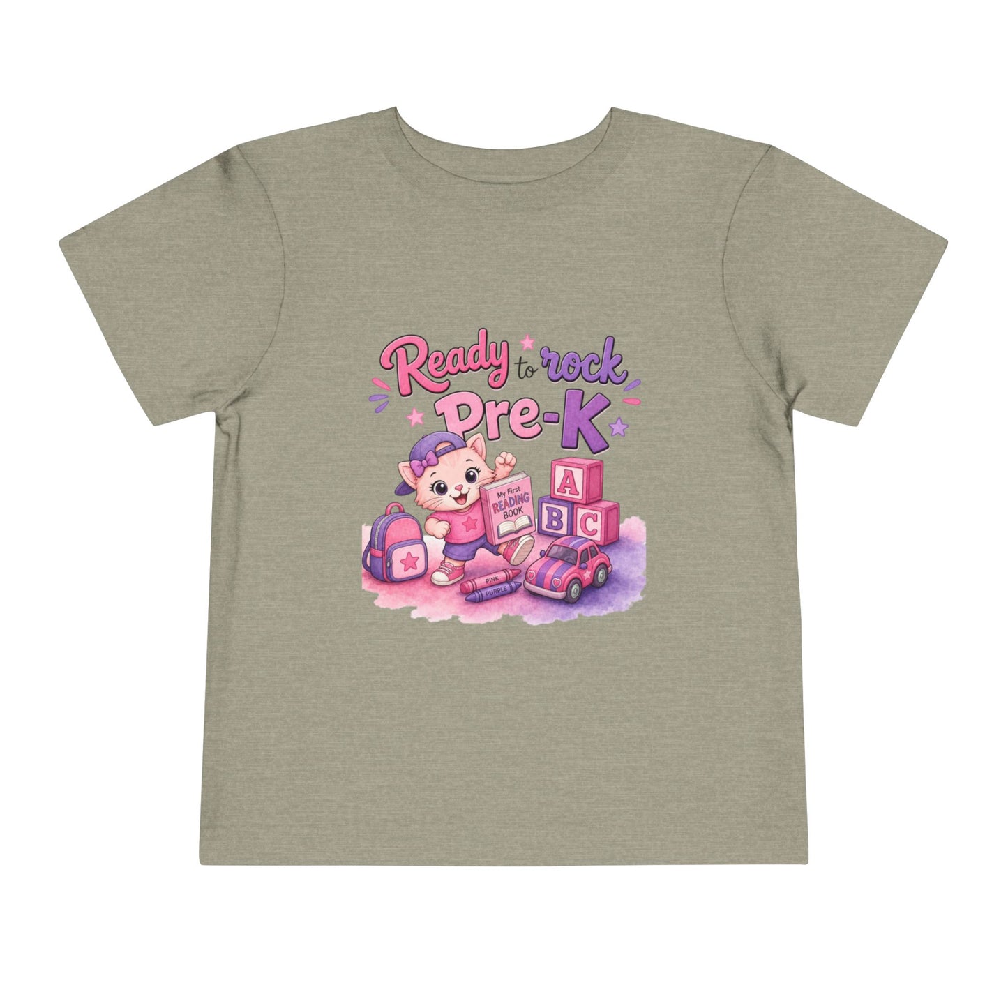 Ready to Rock Pre-K Girl Toddler Tee — Back to School Cat Shirt