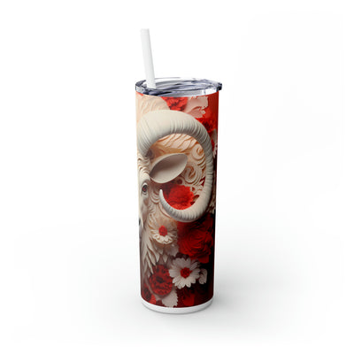 Skinny Tumbler with Straw, 20oz Zodiac Aries