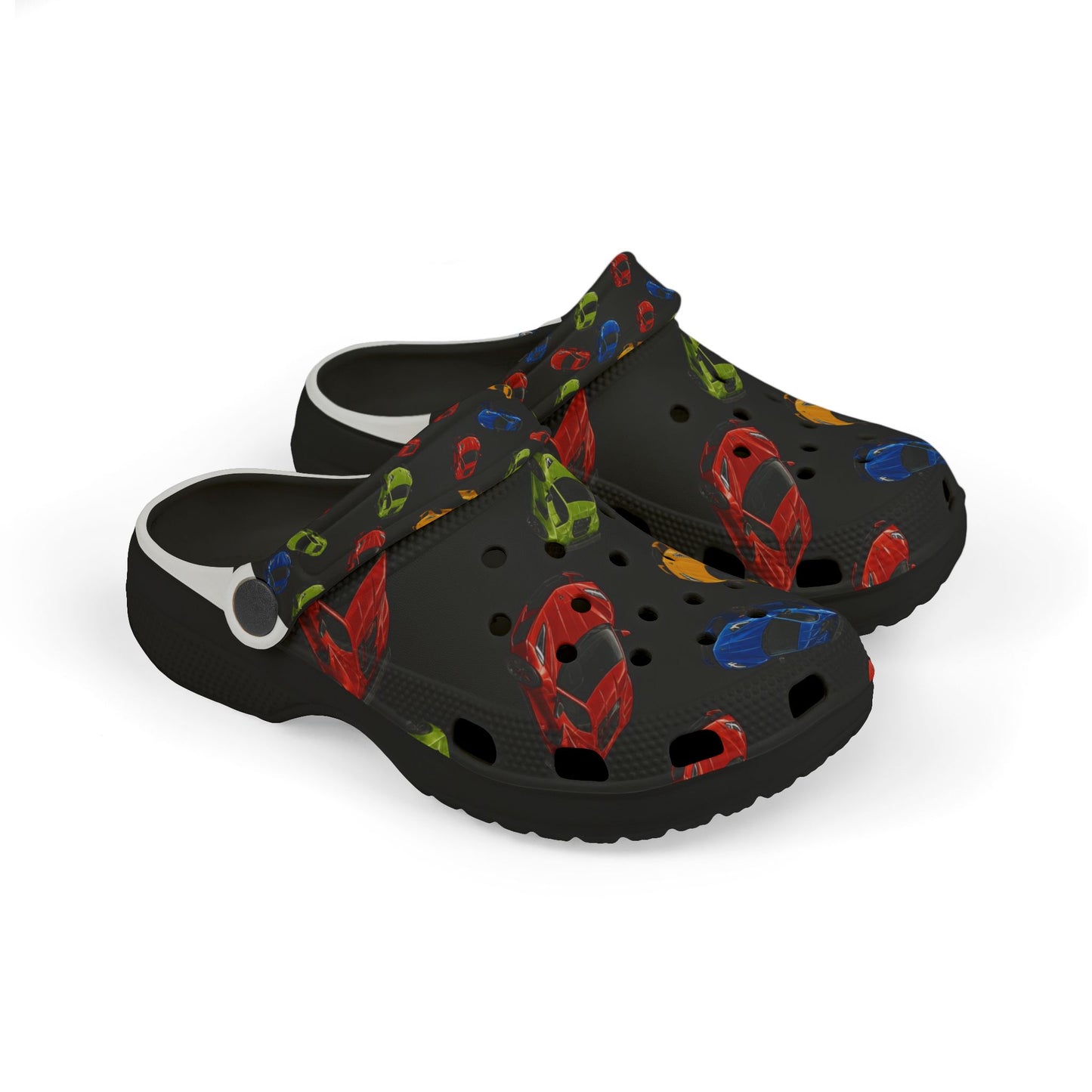 Kids Car Print Foam Clogs — Colorful Toy Car Slip-On Sandals