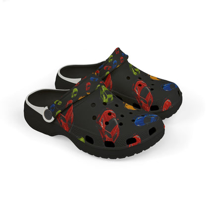 Kids Car Print Foam Clogs — Colorful Toy Car Slip-On Sandals