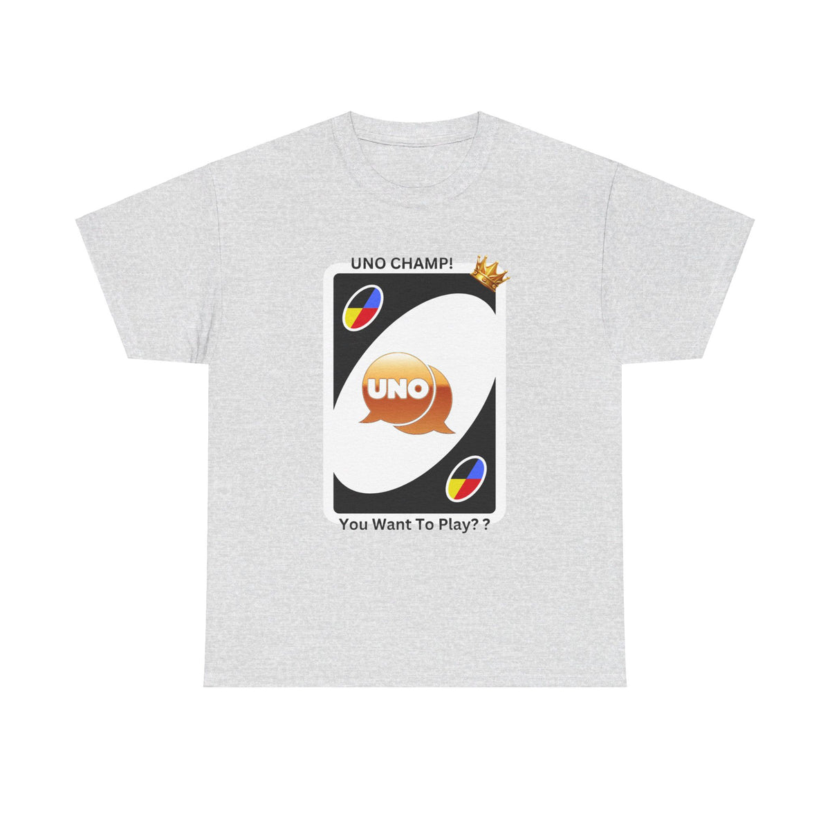 Custom Cotton T-Shirt with "Uno Card Champ"