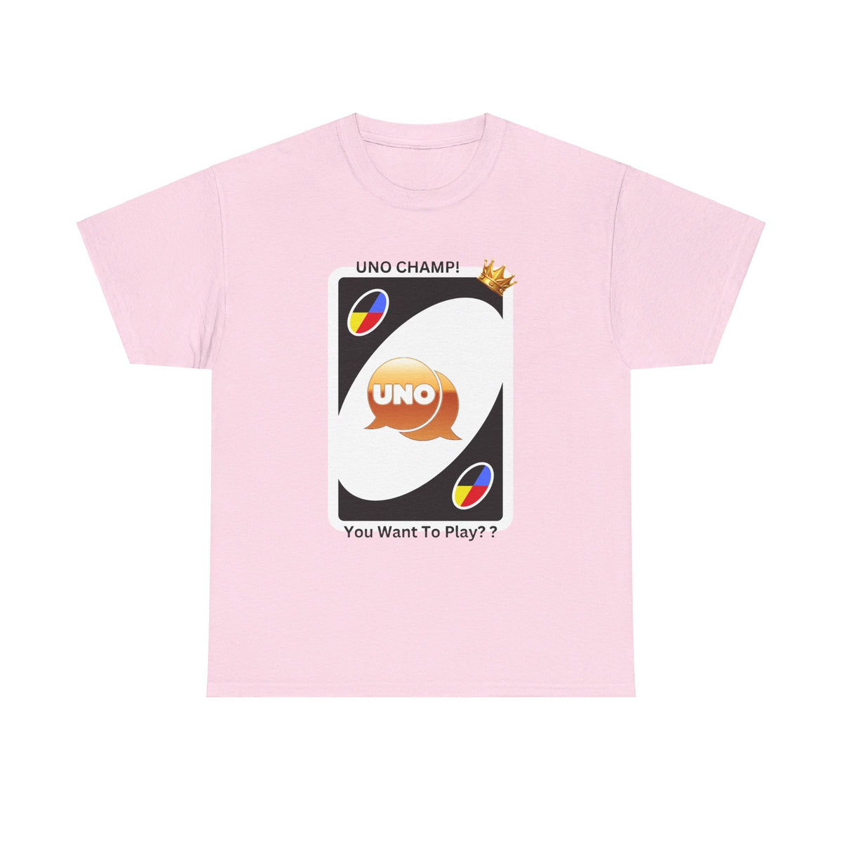 Custom Cotton T-Shirt with "Uno Card Champ"