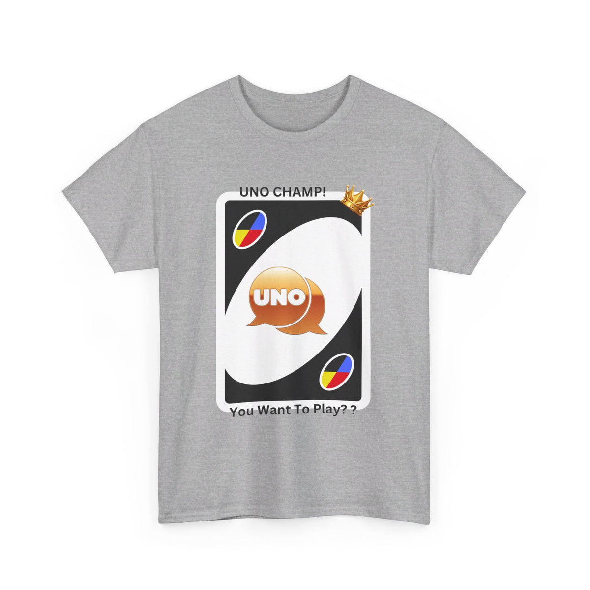 Custom Cotton T-Shirt with "Uno Card Champ"