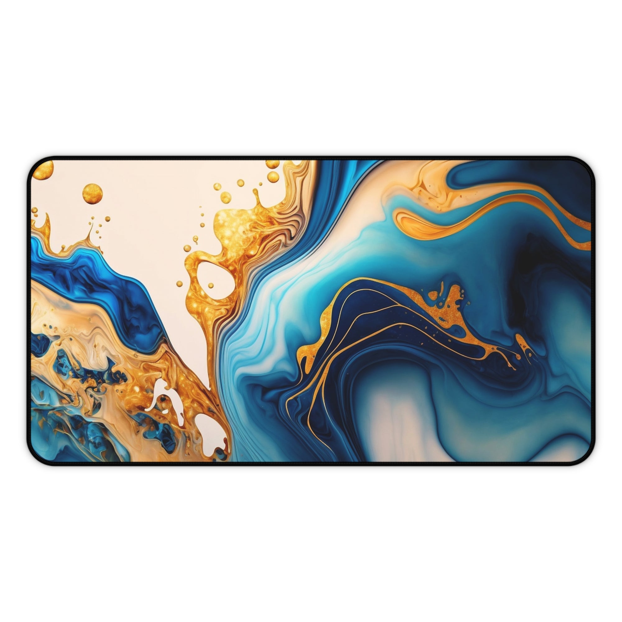 Desk mat Blue, yellow and gold marble design