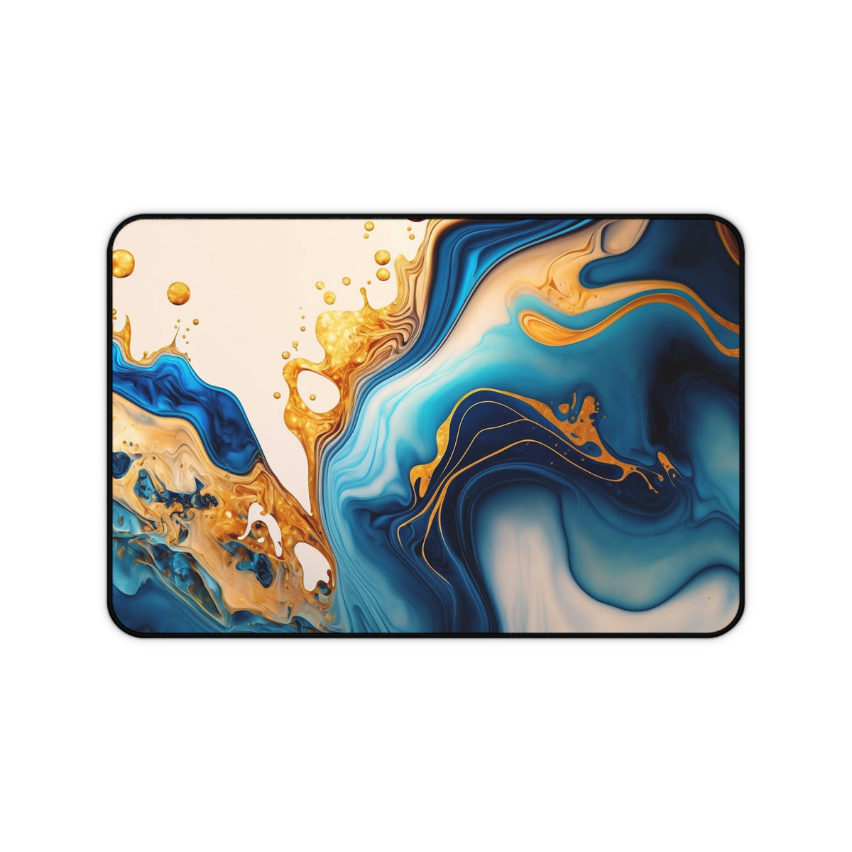 Desk mat Blue, yellow and gold marble design