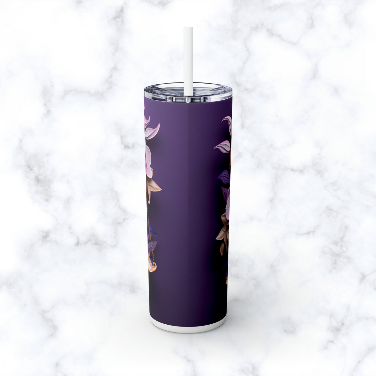 Skinny Tumbler with Straw, 20oz Zodiac Libra