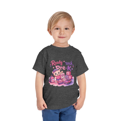 Ready to Rock Pre-K Girl Toddler Tee — Back to School Cat Shirt