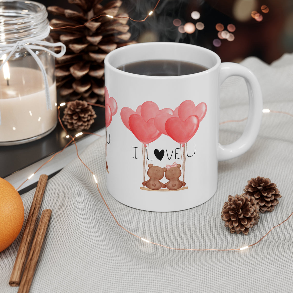 Ceramic Mug 11oz I love you bear couple!