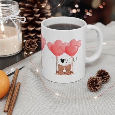 Ceramic Mug 11oz I love you bear couple!