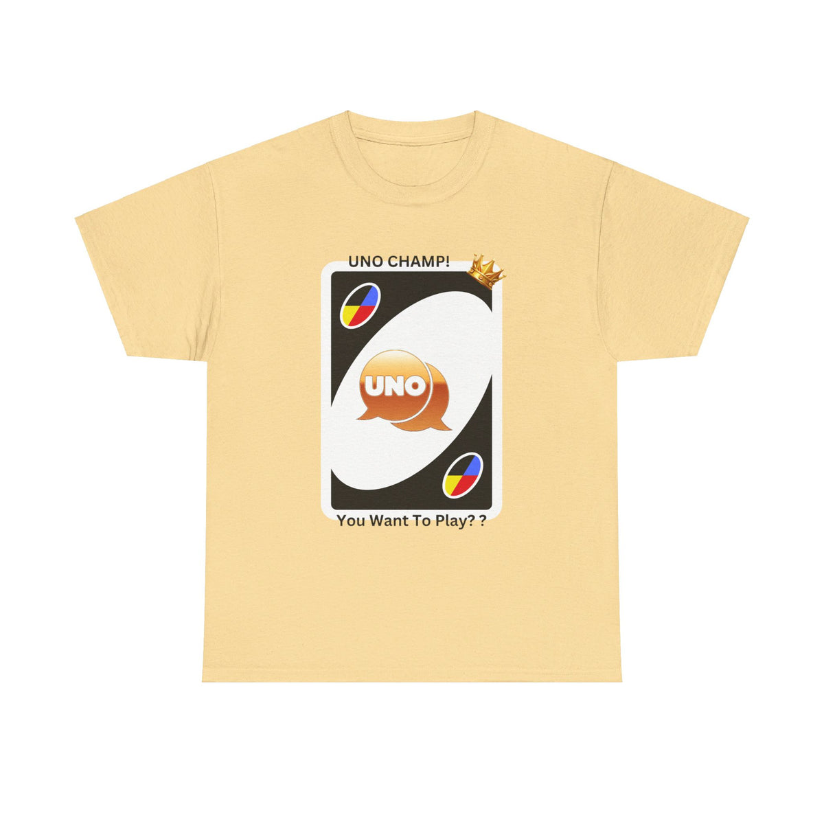 Custom Cotton T-Shirt with "Uno Card Champ"