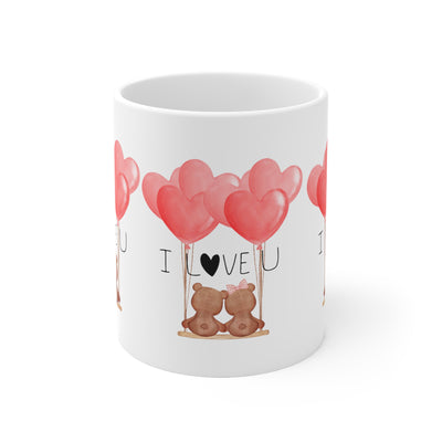 Ceramic Mug 11oz I love you bear couple!