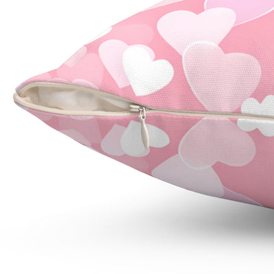 Spun Polyester Square Pillow with light pink hearts