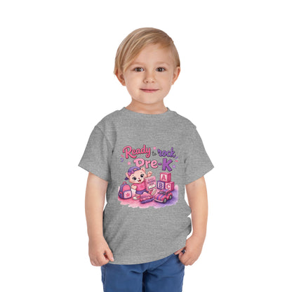 Ready to Rock Pre-K Girl Toddler Tee — Back to School Cat Shirt