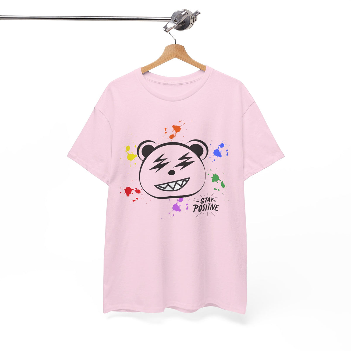 Custom Cotton Tee with Cool Bear/stay positive