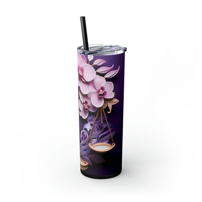 Skinny Tumbler with Straw, 20oz Zodiac Libra