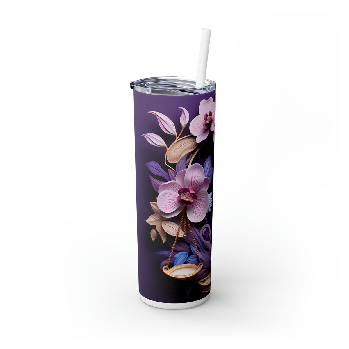 Skinny Tumbler with Straw, 20oz Zodiac Libra