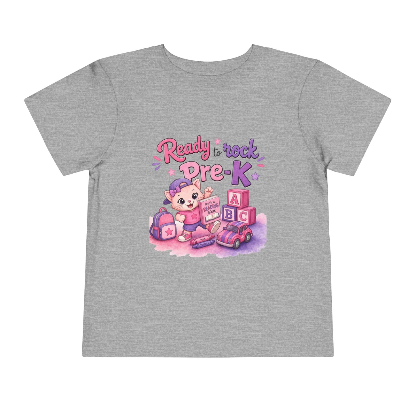 Ready to Rock Pre-K Girl Toddler Tee — Back to School Cat Shirt