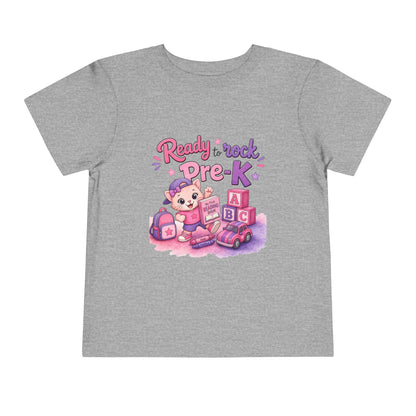Ready to Rock Pre-K Girl Toddler Tee — Back to School Cat Shirt