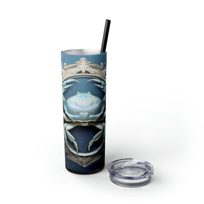 Skinny Tumbler with Straw, 20oz Zodiac Cancer (blue)