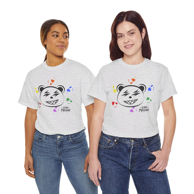 Custom Cotton Tee with Cool Bear/stay positive