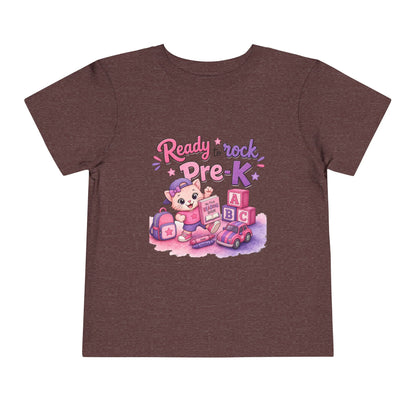 Ready to Rock Pre-K Girl Toddler Tee — Back to School Cat Shirt