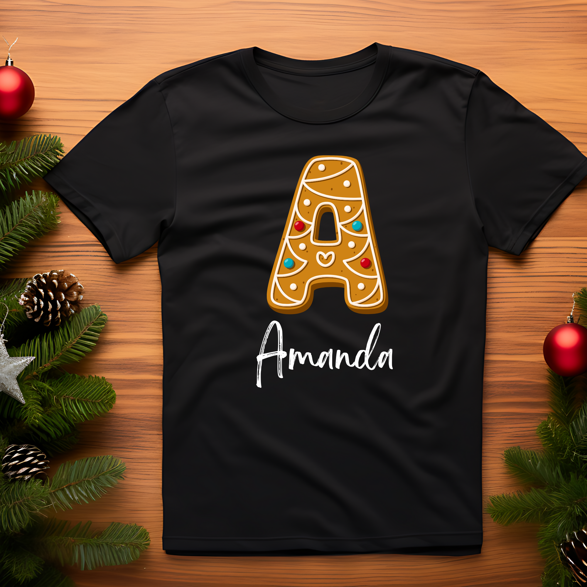 Gingerbread letter holiday tshirt