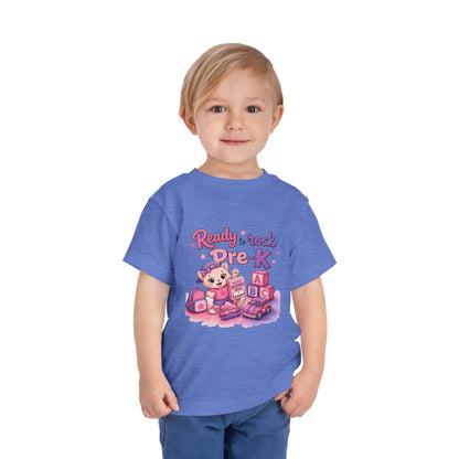 Ready to Rock Pre-K Girl Toddler Tee — Back to School Cat Shirt