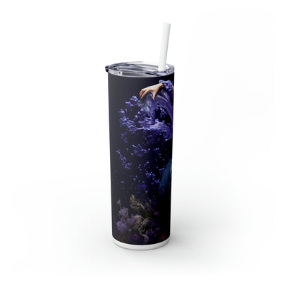 Skinny Tumbler with Straw, 20oz Zodiac Aquarius