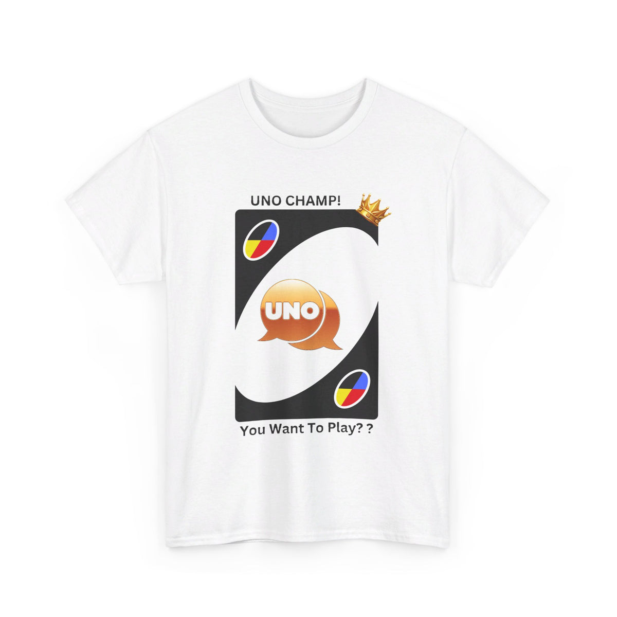 Custom Cotton T-Shirt with "Uno Card Champ"