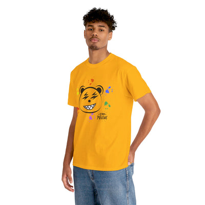 Custom Cotton Tee with Cool Bear/stay positive