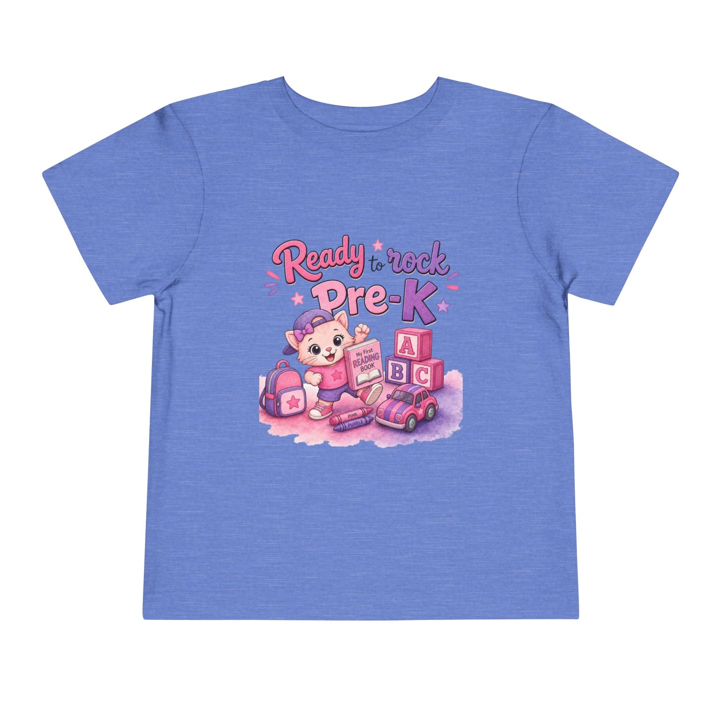 Ready to Rock Pre-K Girl Toddler Tee — Back to School Cat Shirt