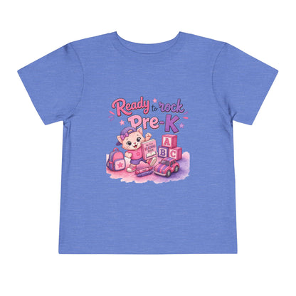 Ready to Rock Pre-K Girl Toddler Tee — Back to School Cat Shirt