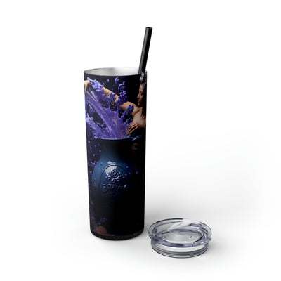 Skinny Tumbler with Straw, 20oz Zodiac Aquarius