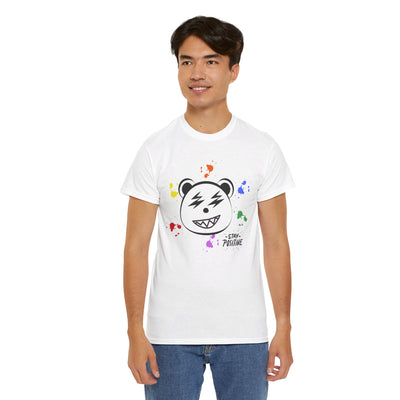 Custom Cotton Tee with Cool Bear/stay positive