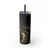 Skinny Tumbler with Straw, 20oz -Black and Gold marble