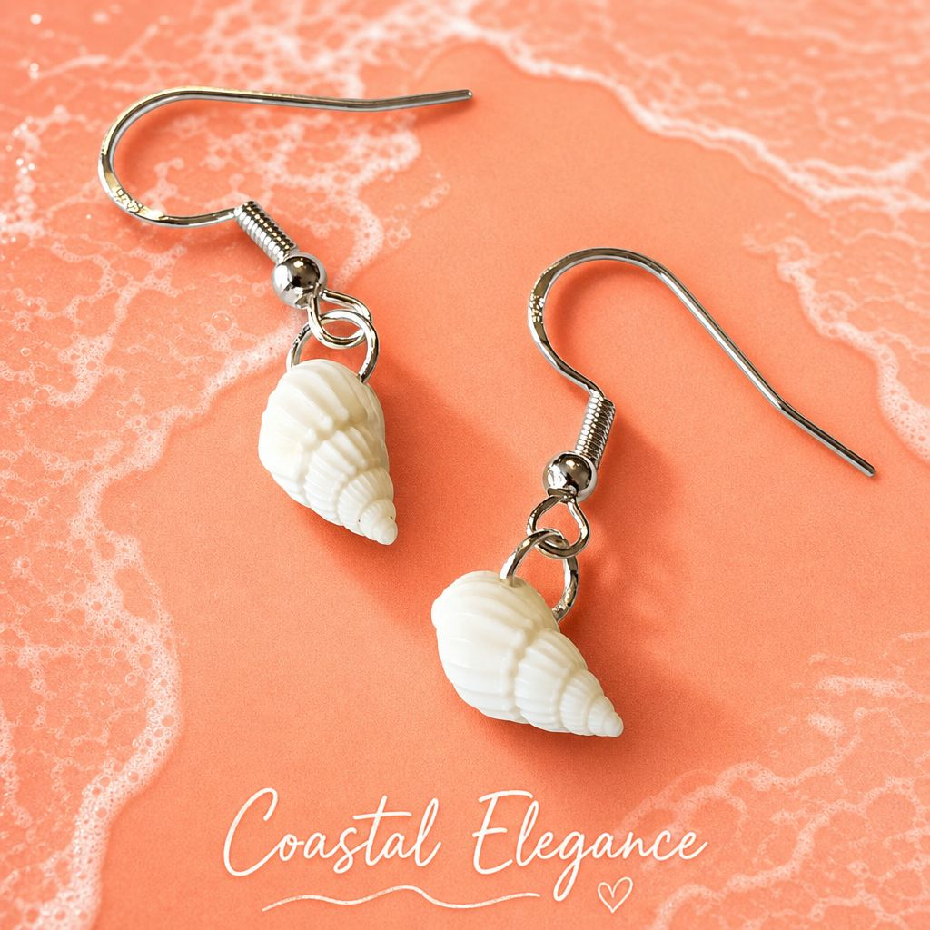 Mini white rounded seashell earrings